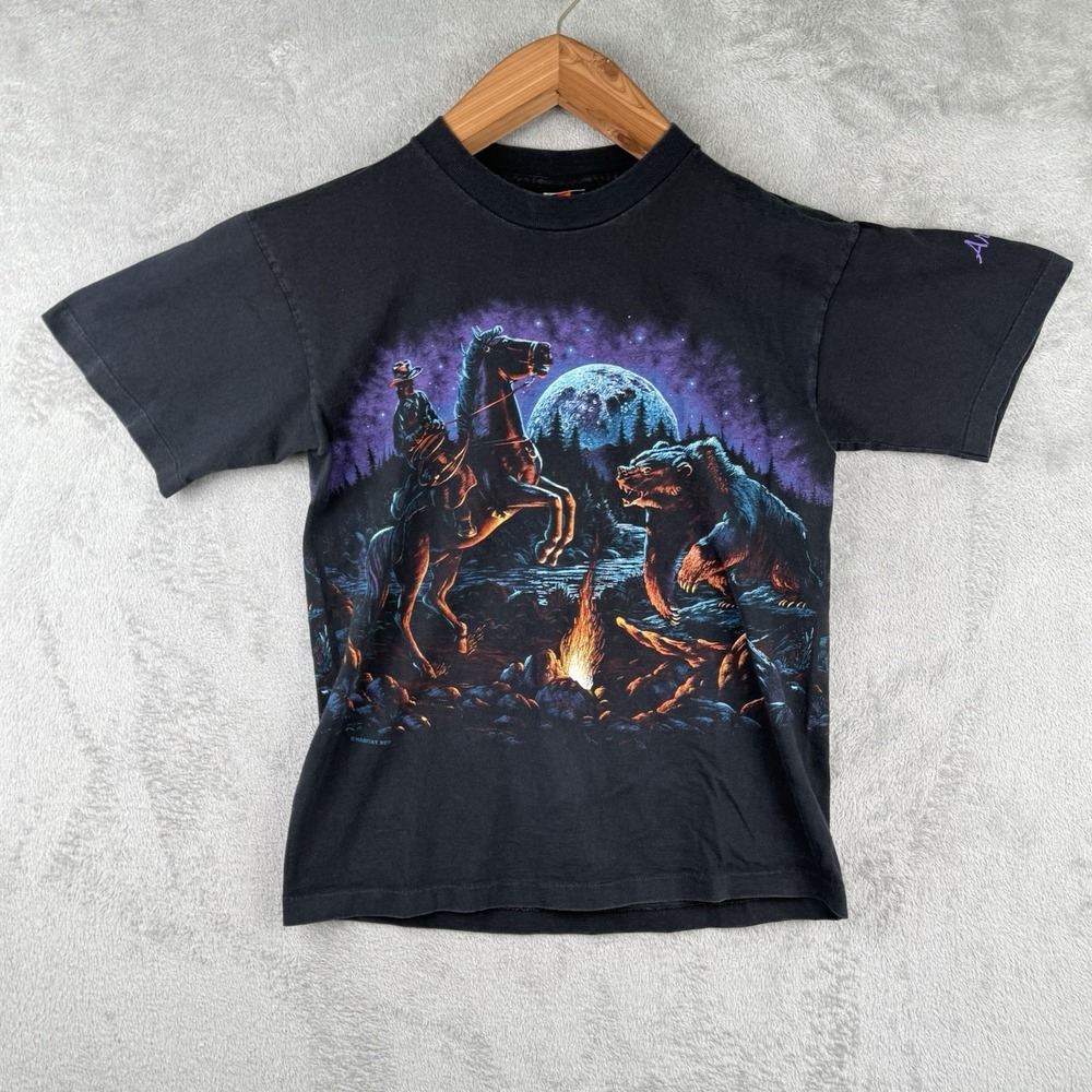 Signal Sport Horse Bear Campfire Graphic T-Shirt Mens‎ M Vintage 90s Arizona